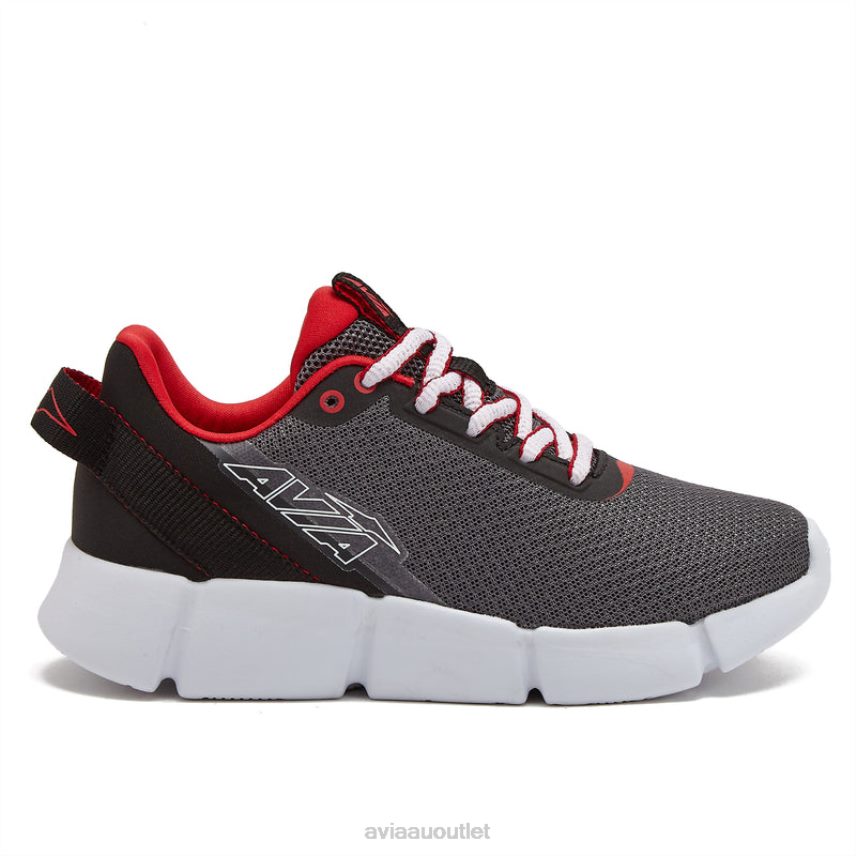 Boy's Avi-Blitz Avia Dark Grey/Black Trim/Red Athletic Sneakers JJ8B0T91