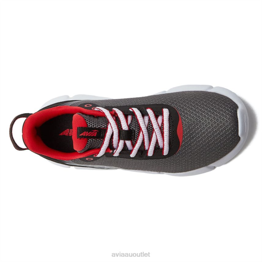 Boy's Avi-Blitz Avia Dark Grey/Black Trim/Red Athletic Sneakers JJ8B0T91