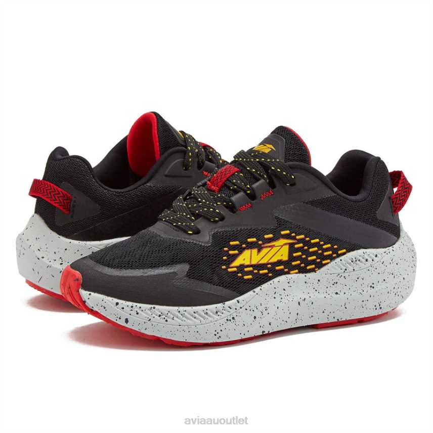 Boy's Avi-Storm Avia Black/Red/Yellow Athletic Sneakers JJ8B0T82