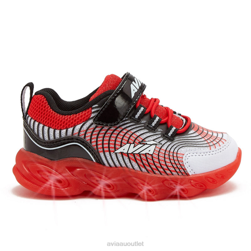 Toddler Boy's Avi-Ignite Avia White/Black/Red Light Up Sneakers JJ8B0T90