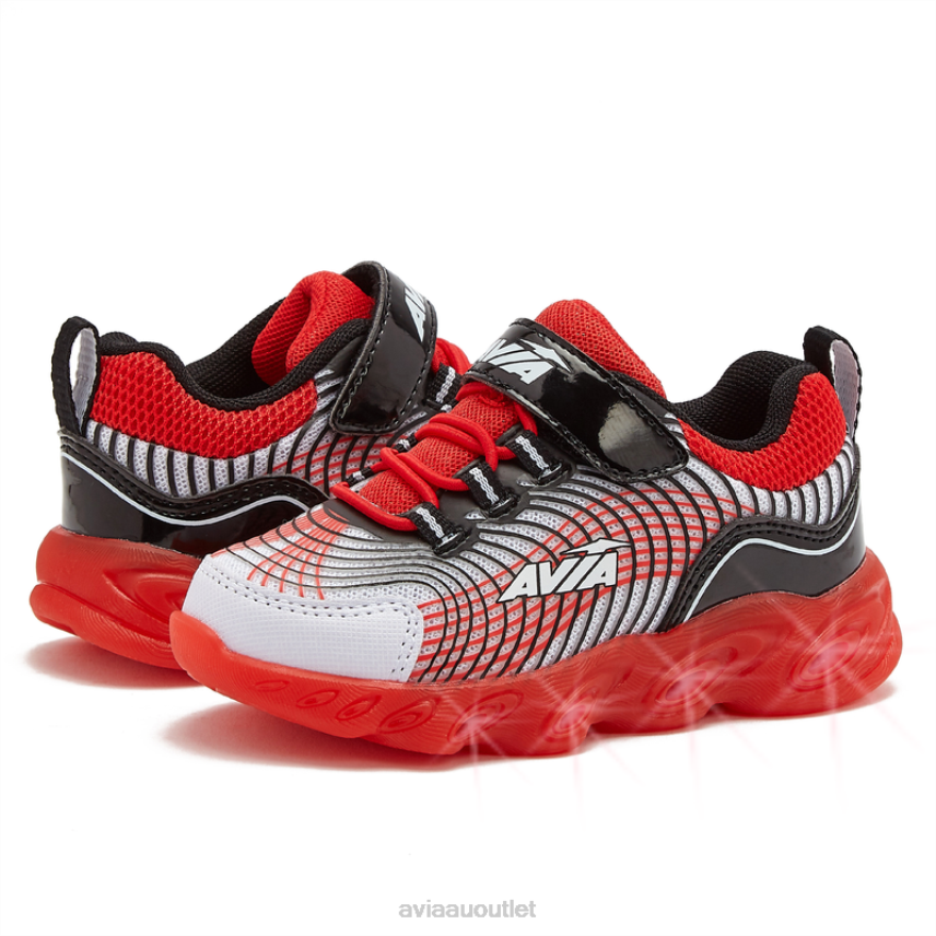 Toddler Boy's Avi-Ignite Avia White/Black/Red Light Up Sneakers JJ8B0T90