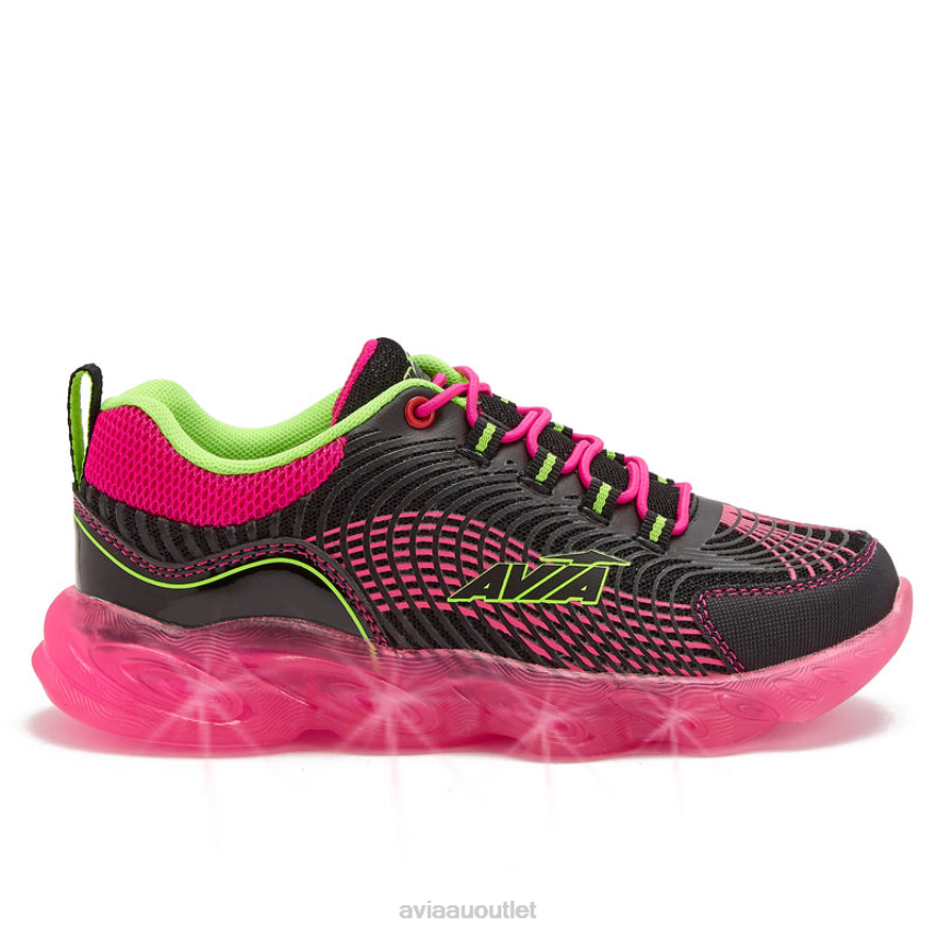 Girls's Avi-Ignite Avia Black/Dark Pink Light Up Sneakers JJ8B0T102