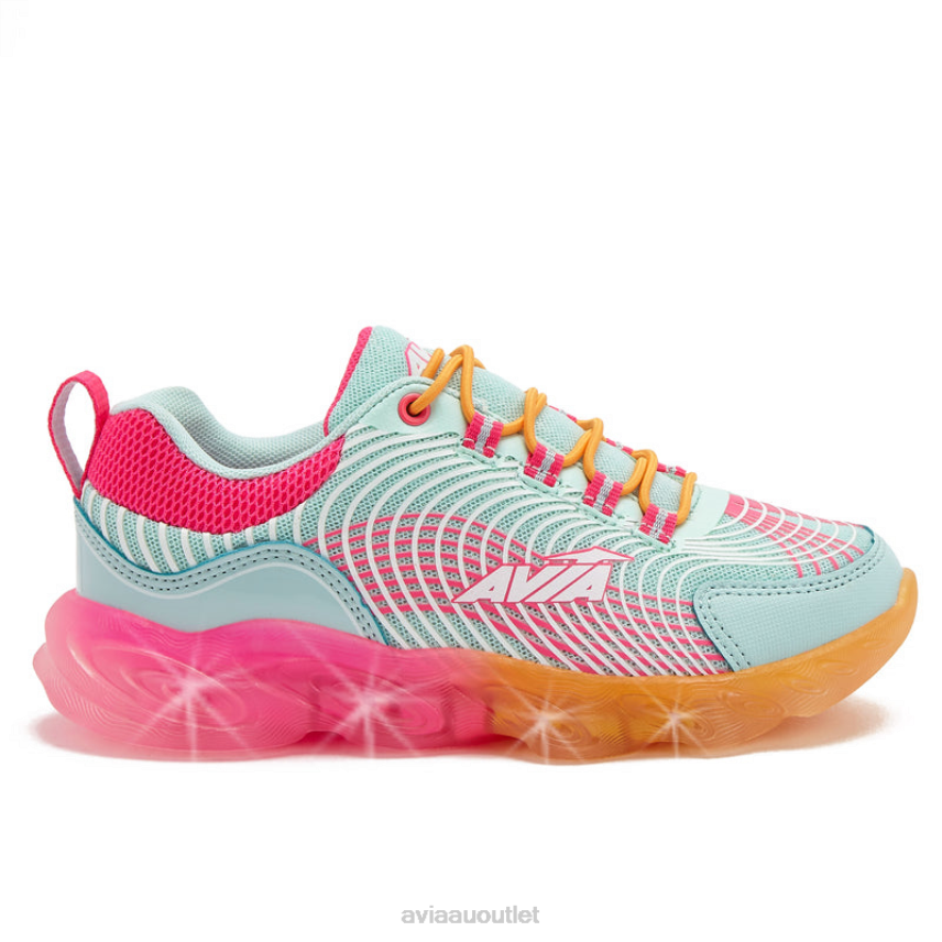 Girls's Avi-Ignite Avia Light Blue/Orange Light Up Sneakers JJ8B0T103