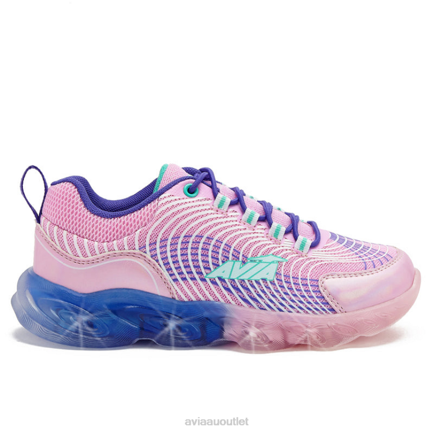 Girls's Avi-Ignite Avia Light Pink/Teal Green Light Up Sneakers JJ8B0T105