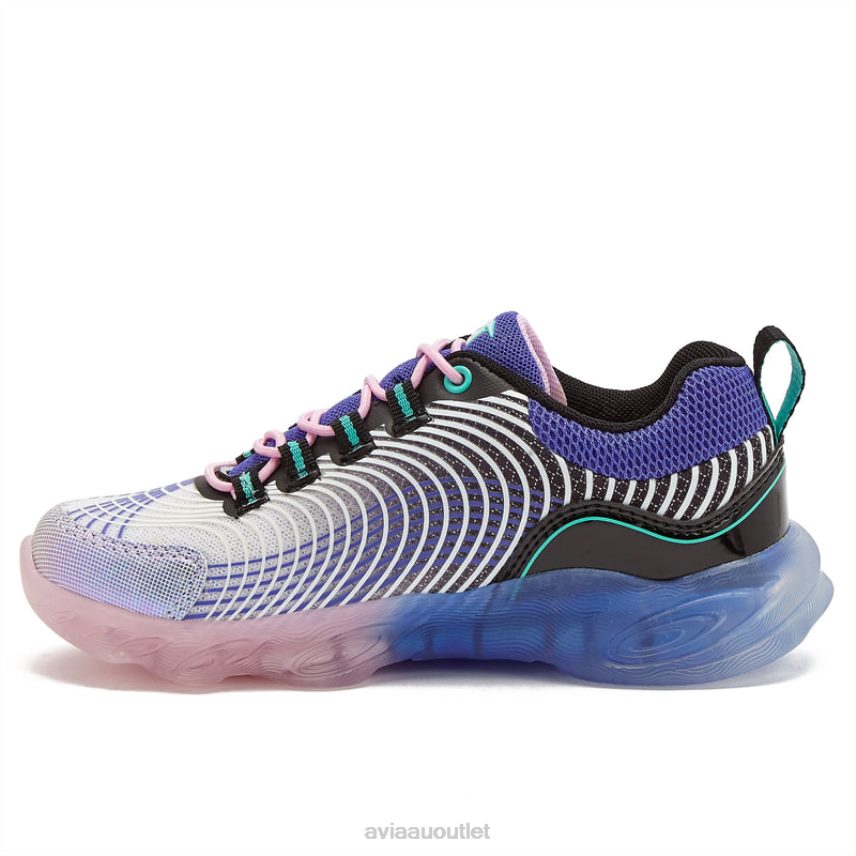 Girls's Avi-Ignite Avia White/Dark Purple Light Up Sneakers JJ8B0T104