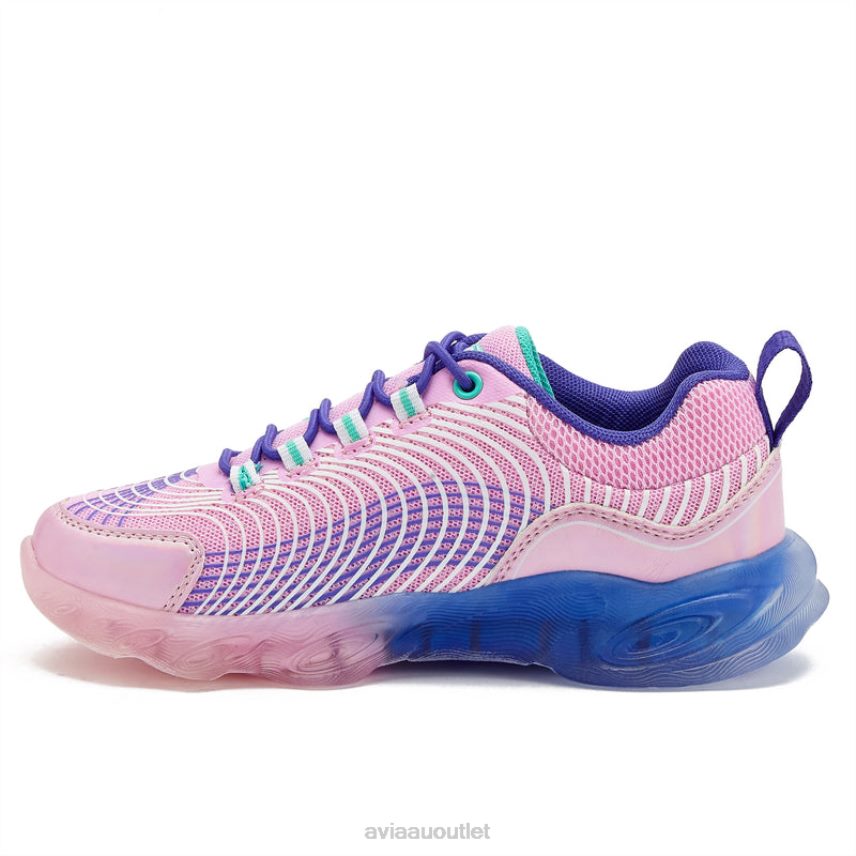 Girls's Avi-Ignite Avia White/Dark Purple Light Up Sneakers JJ8B0T104
