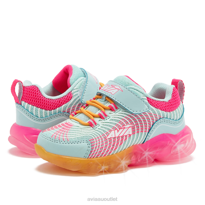 Toddler Girls's Avi-Ignite Avia Light Blue/Orange Light Up Sneakers JJ8B0T106