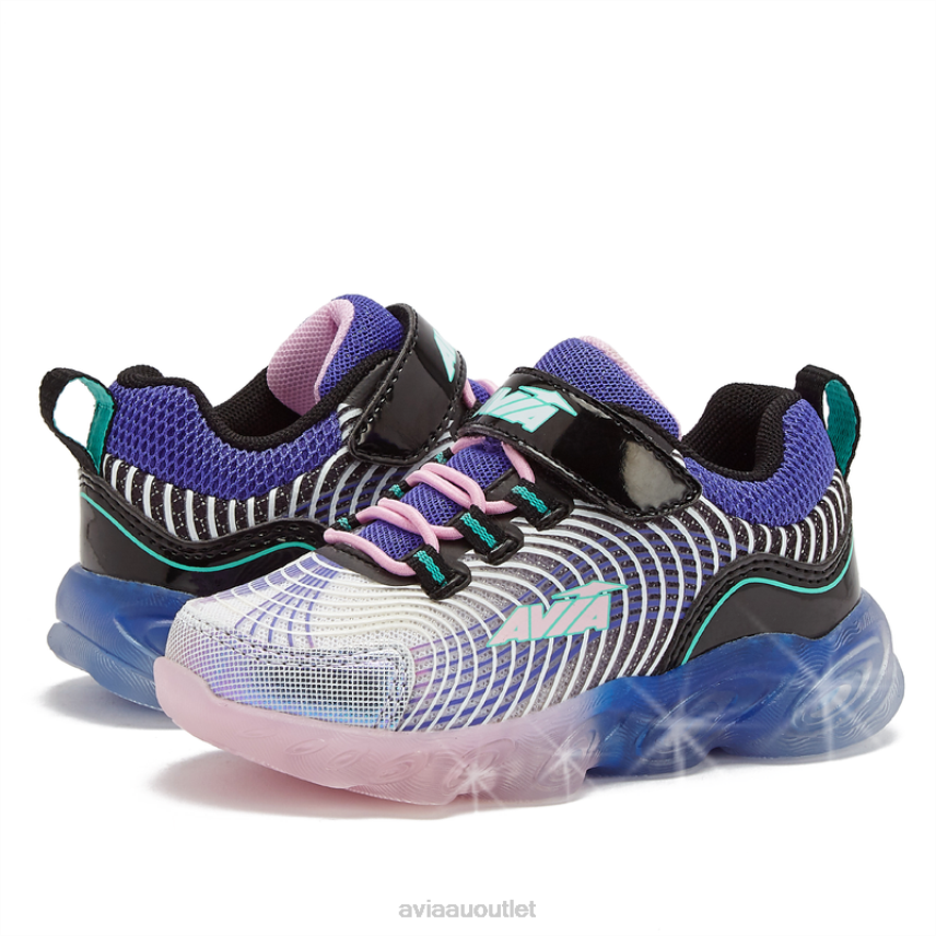 Toddler Girls's Avi-Ignite Avia White/Dark Purple Light Up Sneakers JJ8B0T107