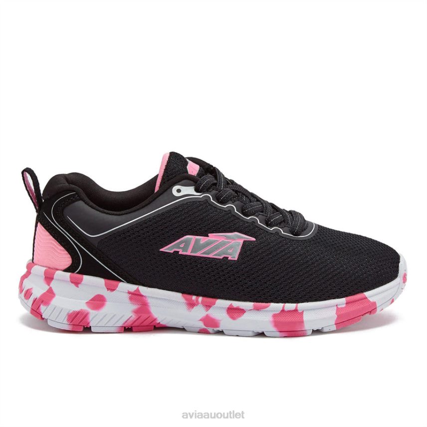 Girls's Avi-Factor 2.0 Avia Black/Light Pink/Silver Grey Slip On Sneakers JJ8B0T98