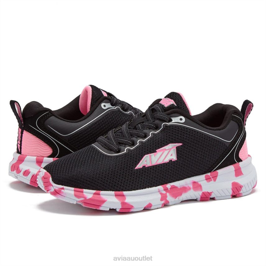 Girls's Avi-Factor 2.0 Avia Black/Light Pink/Silver Grey Slip On Sneakers JJ8B0T98