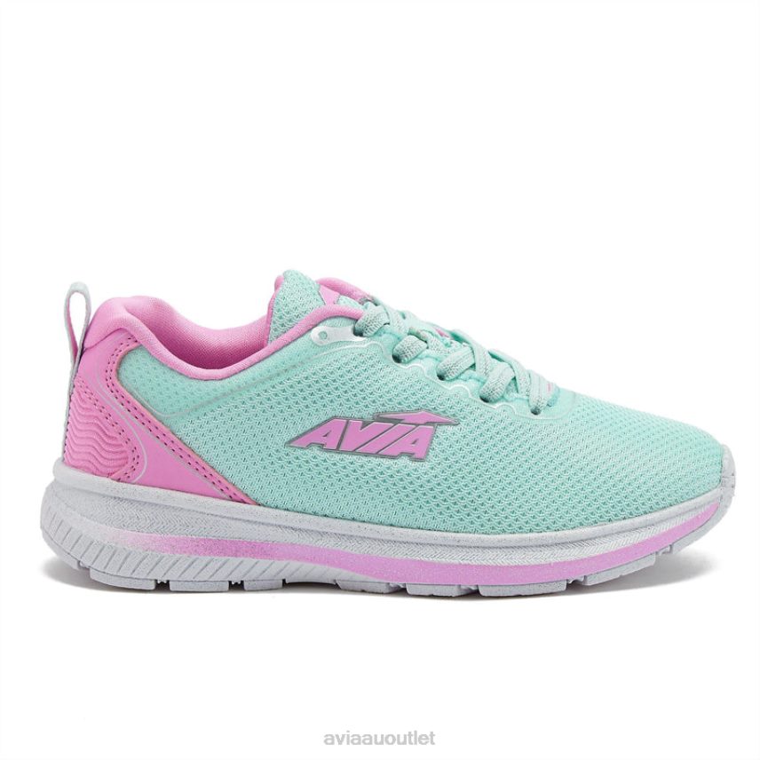 Girls's Avi-Factor 2.0 Avia Teal Green/Light Pink/Silver Grey Slip On Sneakers JJ8B0T99