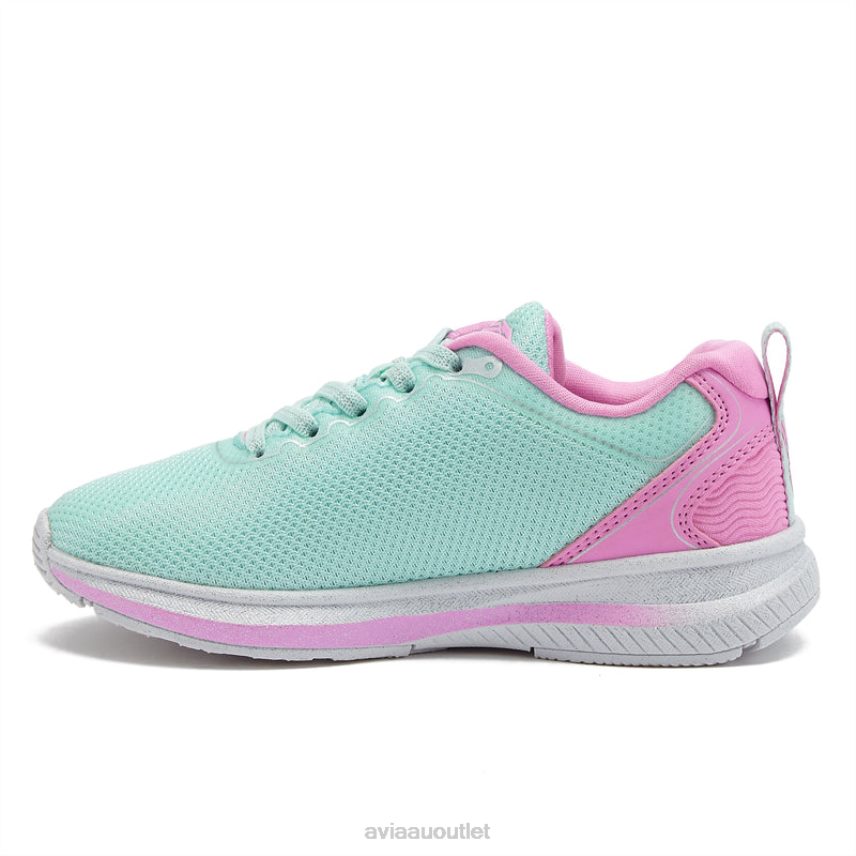 Girls's Avi-Factor 2.0 Avia Teal Green/Light Pink/Silver Grey Slip On Sneakers JJ8B0T99