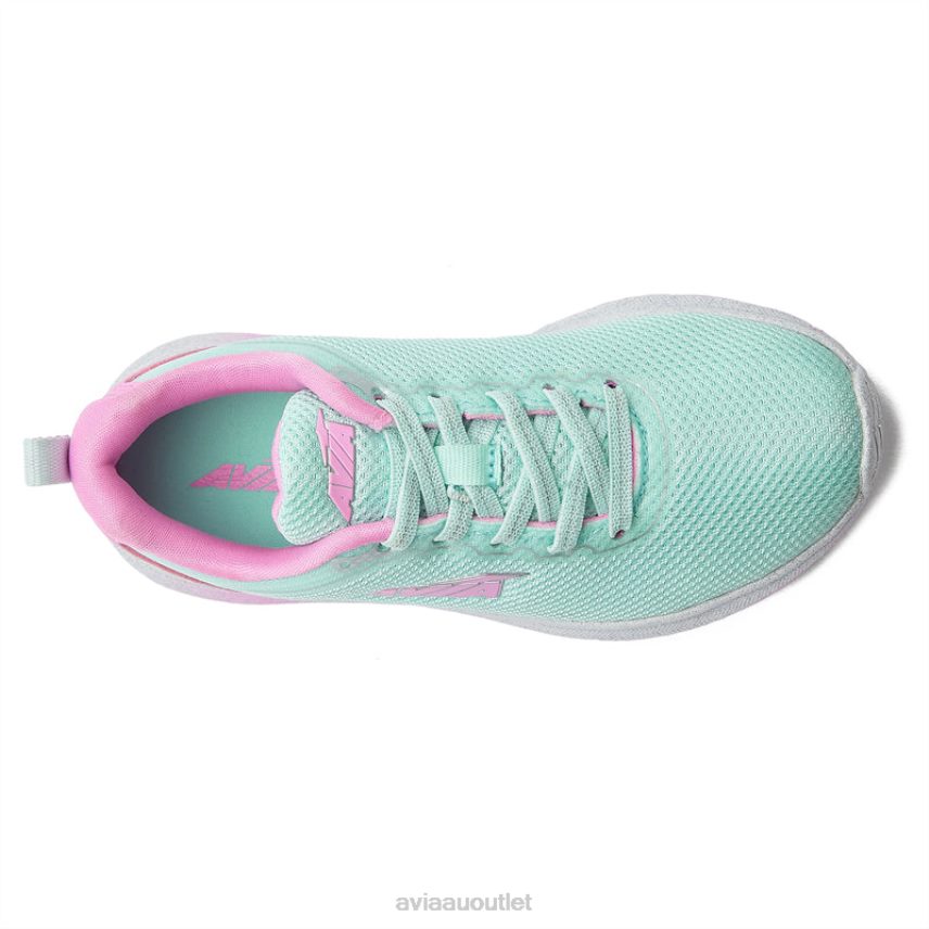 Girls's Avi-Factor 2.0 Avia Teal Green/Light Pink/Silver Grey Slip On Sneakers JJ8B0T99