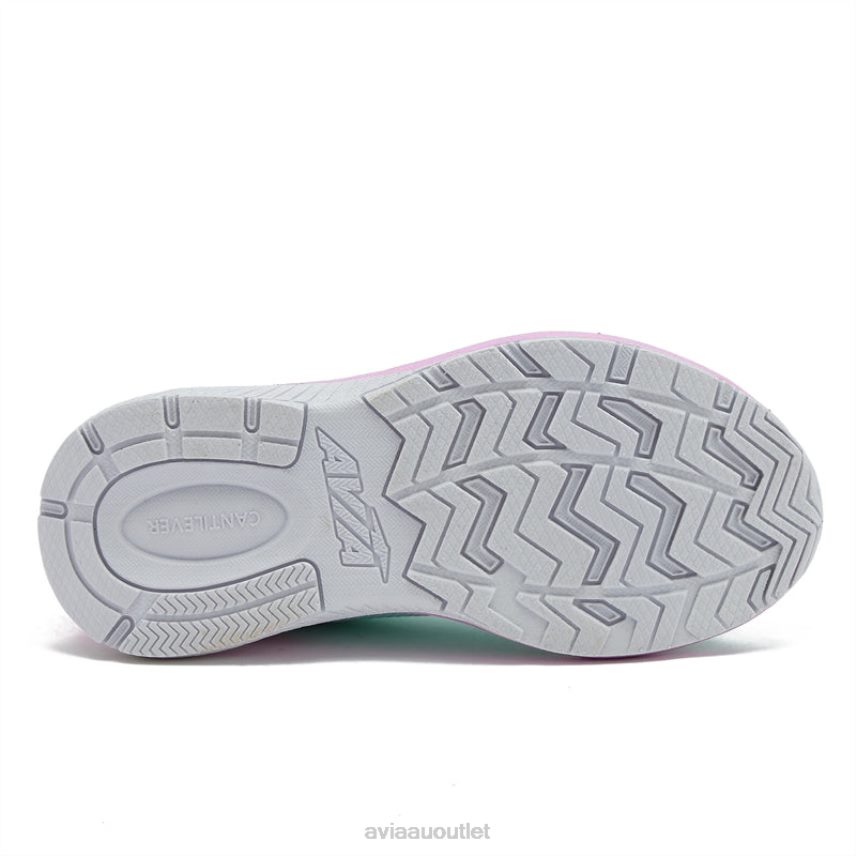Girls's Avi-Factor 2.0 Avia Teal Green/Light Pink/Silver Grey Slip On Sneakers JJ8B0T99