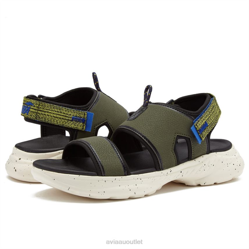 Men's Avi-Atlantic Sandals Avia Dark Green/Black/Yellow Casual Sandals JJ8B0T78