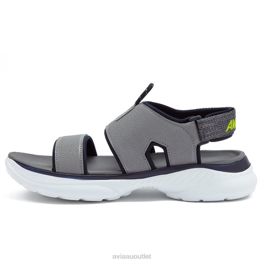 Men's Avi-Atlantic Sandals Avia Medium Grey/Dark Grey/Light Green Casual Sandals JJ8B0T79