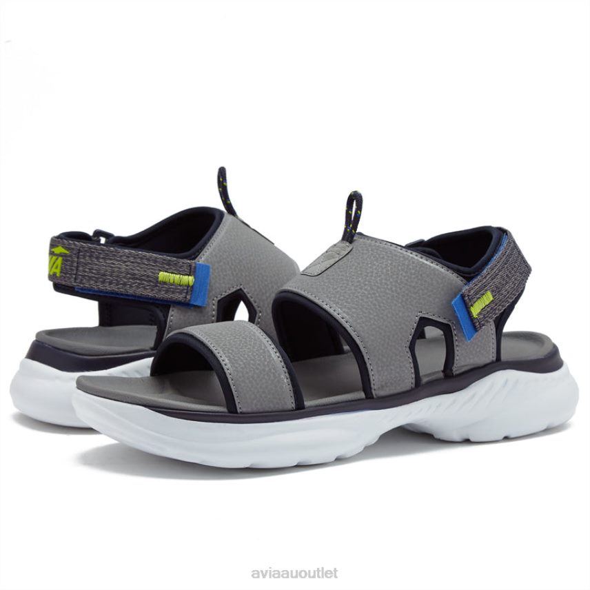 Men's Avi-Atlantic Sandals Avia Medium Grey/Dark Grey/Light Green Casual Sandals JJ8B0T79