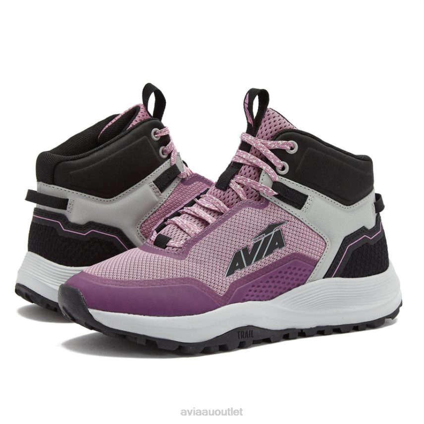 Women's Avi-Grit Avia Black/Dark Purple/Silver Grey Hiking JJ8B0T1