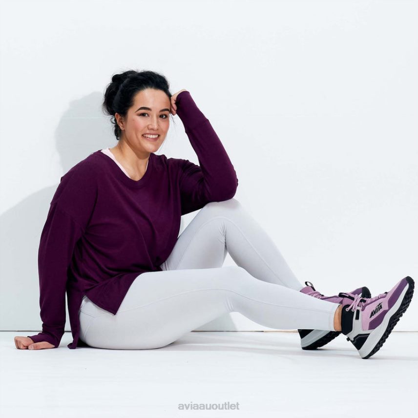 Women's Avi-Grit Avia Black/Dark Purple/Silver Grey Hiking JJ8B0T1