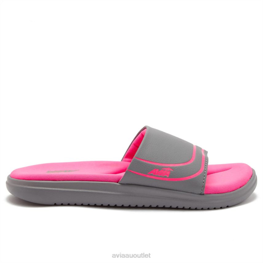 Women's Avi-Memory Foam Slides Avia Medium Grey/Dark Pink Slides JJ8B0T45